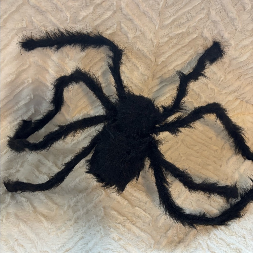 Large Black Furry Spider Decor